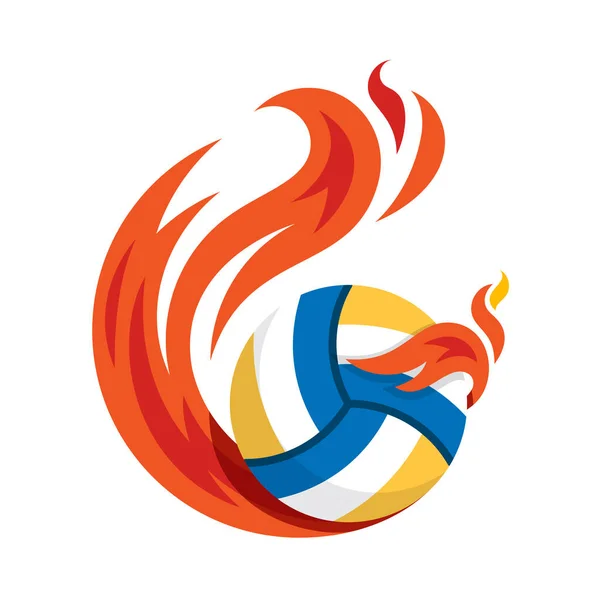 Volleyball Flying Fire Ball Icon Design Vector Design Concept Creative — Stock Vector