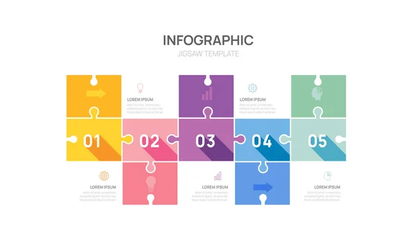 Infographic Παζλ Βήμα Πρότυπο Διάγραμμα Για Τις Επιχειρήσεις Σύγχρονη Χρονολόγηση Εικονογράφηση Αρχείου
