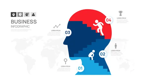 Modelo Infográfico Para Cabeça Negócios Com Conceito Escadas Linha Tempo Gráficos De Vetores