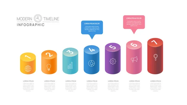 Infographic Timeline Diagram Template Business Steps Modern Roadmap Circle Topics Illustrazione Stock