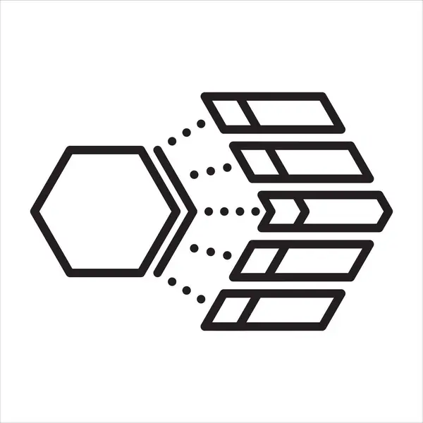Infographic Hexagonal Step Jigsaw Line Icon Vector — Stock Vector