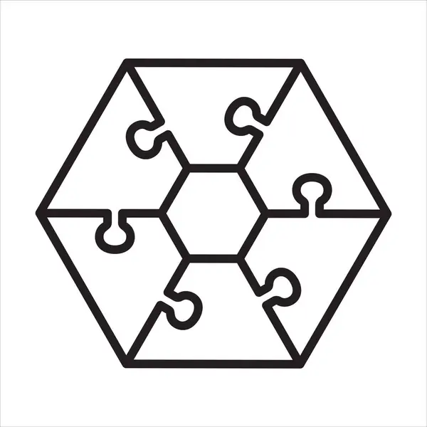 Infographic Hexagonal Jigsaw Line Icon Vector — Stock Vector