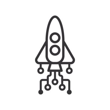 Roket yapay zeka otomasyon çizgisi simgesi