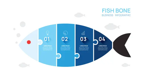 Infographic Fish Bone Diagram Jigsaw Template Business Step Digital Marketing Vector Graphics