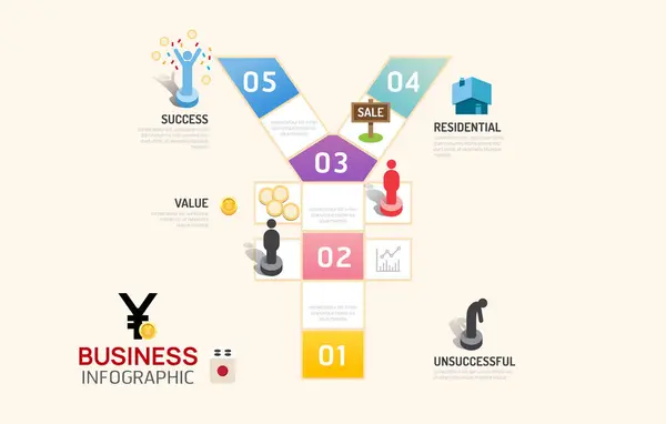 Business Board Game Concept Yen Value Money Infographic Step Successful Royalty Free Stock Vectors
