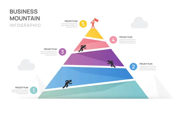 Infographic Business Büyüme Şablonu Adımlı Business Mountain Konsepti Vektör Grafikler