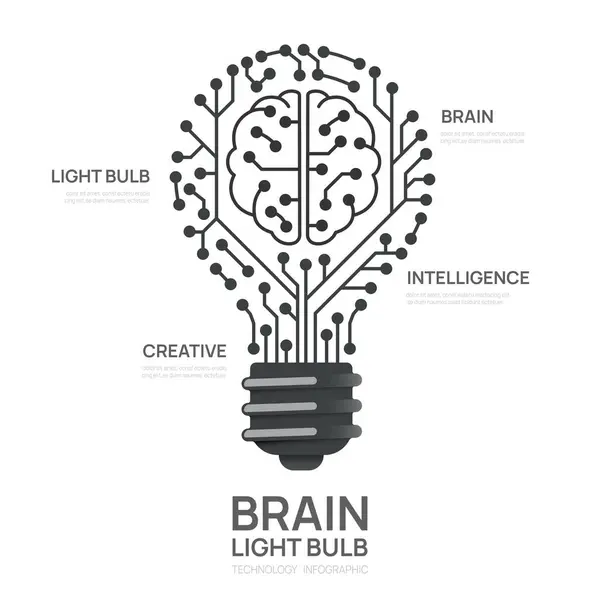 Circuit Brain Light Bulb Concept Infograph Technology Template Presentation Vector Stock Illustration