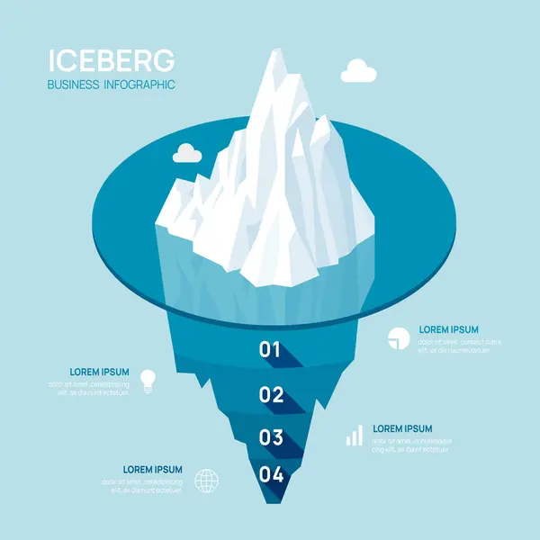 Iceberg Інфографічний Шаблон Бізнесу Сучасні Кроки Успіху Шаблон Слайдів Презентацій Ліцензійні Стокові Ілюстрації