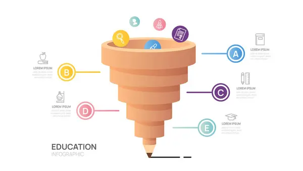 Šablona Diagramu Aplikace Infographic Education Pencil Moderní Příchozí Krok Časové Stock Vektory
