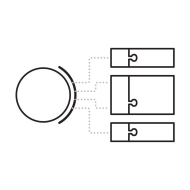 çember infografik yapboz düz çizgi vektör çizimi.