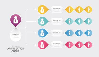 İş simgeleriyle birlikte organizasyon şeması için bilgi şablonu. İş için vektör bilgileri.