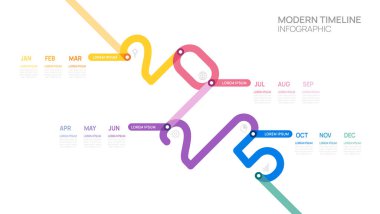 2025 aylık merdiven Infographic başarı büyüme şablonuna doğru adımlar atıyor. İş süreci. Vektör illüstrasyonu.