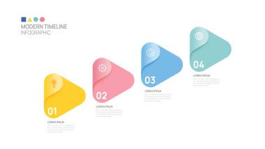 Triangle Infographic başarı büyüme şablonu için 4 adım. İş süreci. Vektör illüstrasyonu.
