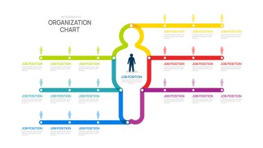 Organizasyon şeması Infographic man line şablonu iş avatar simgeleri ile birlikte. vektör illüstrasyonu.