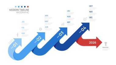 Infographic Arrow Business Step zaman çizelgesi şablonu. element zaman çizelgesi takvimi, vektör bilgi grafikleri.