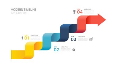 Infographics ok sembolü zaman çizelgesi işi başarıya giden 4 adım.