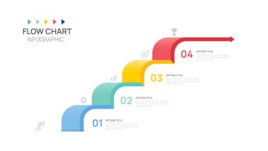 Infographics ok sembolü zaman çizelgesi işi başarıya giden 4 adım.