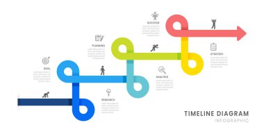 6 dönüm noktası elemanı, diyagramı, oku ve ikonu, vektörü olan iş haritası zaman çizelgesi bilgisiName.