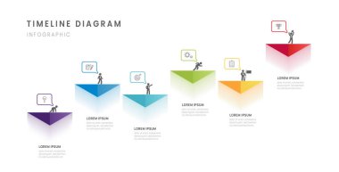 6 dönüm noktası üçgen elemanları, diyagramı ve ikonu, vektörü olan iş haritası zaman çizelgesi bilgisi.