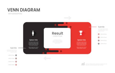 Business Venn enfografik şablonu 2 seçenekle, tam olarak düzenlenebilir vektör resimlemesi.