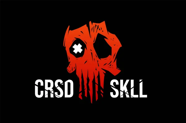 Cursed Red Skull Vektor Logo Konzept Handgezeichneter Stil — Stockvektor