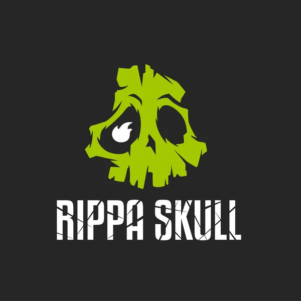 Rippa Skull Green Centered Logo Concept Вектор S10 — стоковый вектор