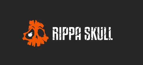 Rippa Totenkopf Horizontal Orange Logo Konzept Vektor Eps10 — Stockvektor