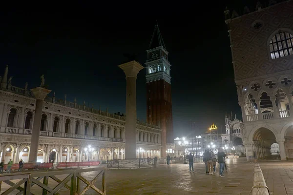 Wencja Włochy Październik 2022 Życie Nocne Placu San Marco Zakończeniu — Zdjęcie stockowe
