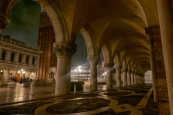 Dogepalatset Natten Venedig Italien — Stockfoto