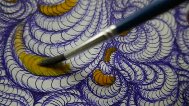 Painting Abstract Spiral Waves Watercolor Illustration — Wideo stockowe