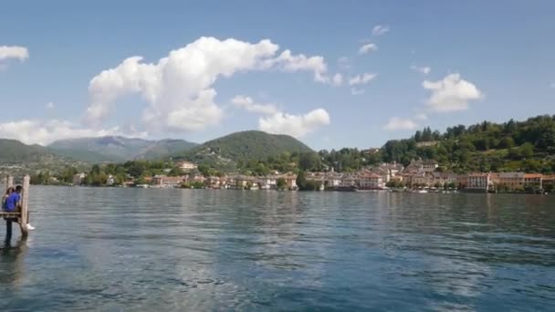 Pessoas Cais San Giulio Ilha Orta Lago Itália — Vídeo de Stock