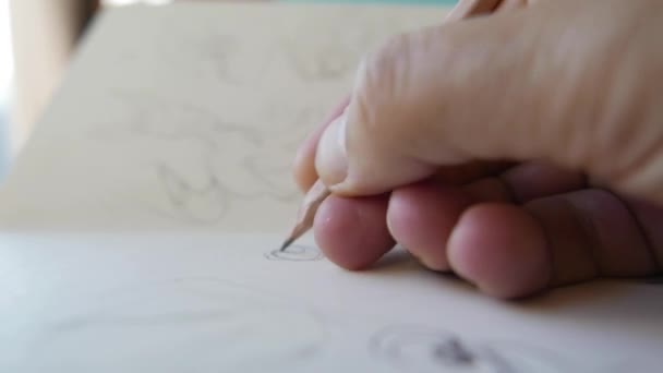 Hand Holding Pencil Artist Work Detail — Stockvideo
