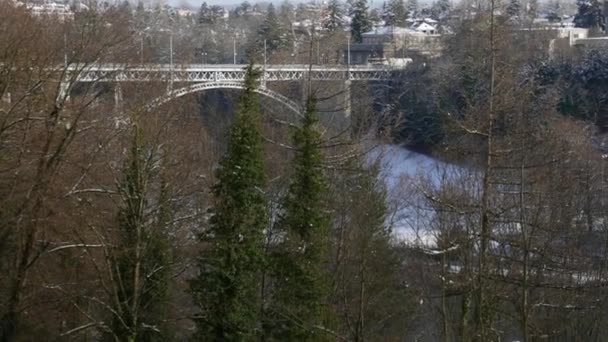 Kirchenfeld Köprüsü Aare Nehri Boyunca Uzanır Şehir Merkezini Sviçre Nin — Stok video