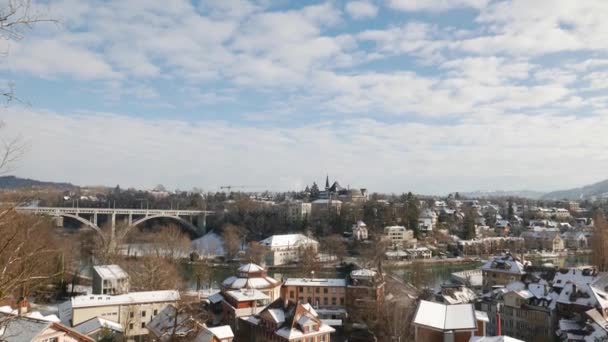 Vista General Berna Con Puente Kirchenfeld Temporada Invierno — Vídeo de stock