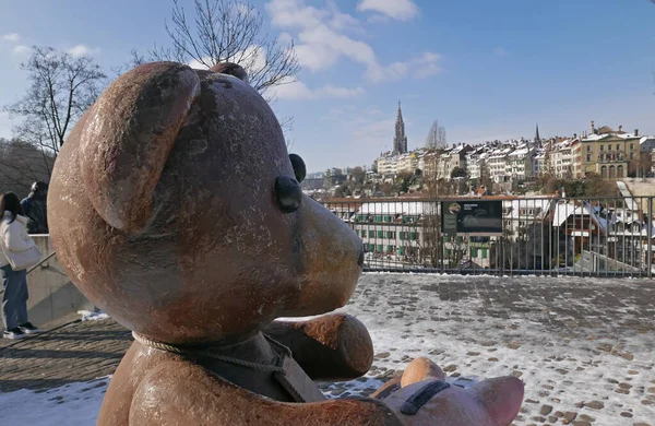 Bear Statue Symbol Both City Bern Surrounding Canton Switzerland — Stockfoto