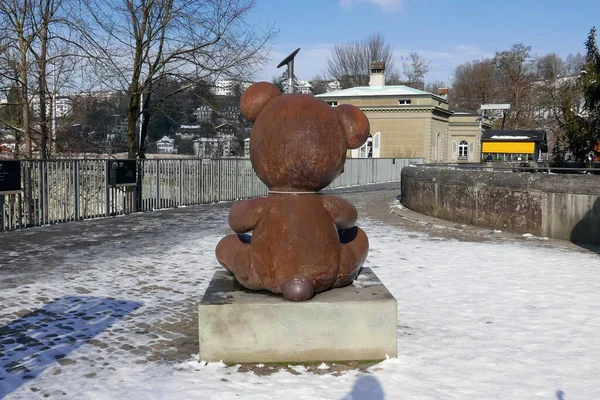 Bear Statue Symbol Both City Bern Surrounding Canton Switzerland — ストック写真