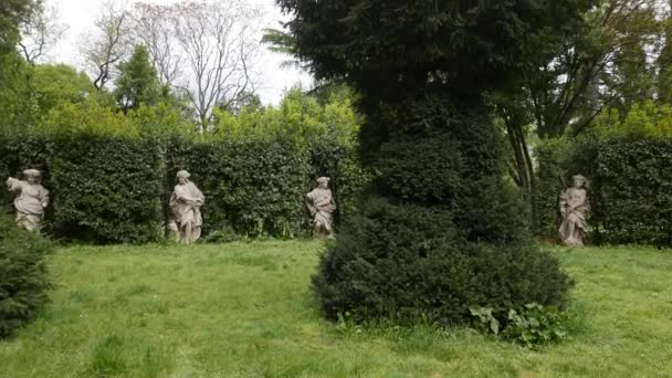 Openbaar Park Villa Sciarra Standbeeld Tuin Rome Italië — Stockvideo