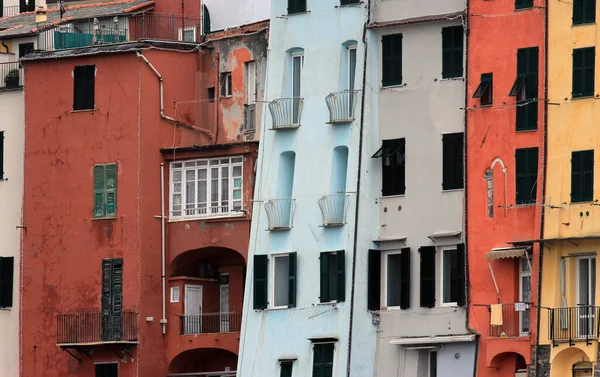 Italy Liguria Portovenere Buildings Front Sea — Stock Photo, Image