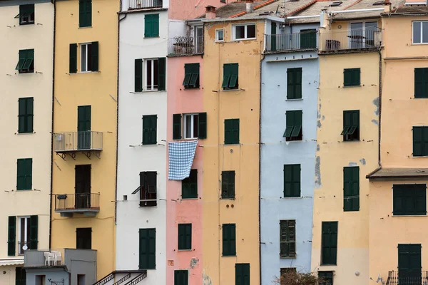 Włochy Liguria Portovenere Budynki Nad Morzem — Zdjęcie stockowe