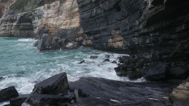 Ligurian Denizindeki Byron Grotto Portovenere Talya — Stok video