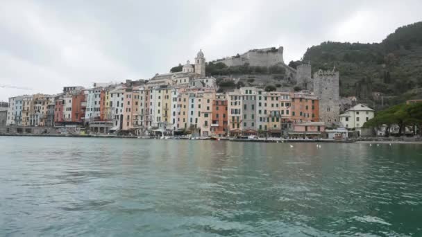 Itálie Liguria Portovenere Stavby Před Mořem — Stock video