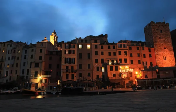 Portovenere Italia Marzo 2023 Casco Antiguo Por Noche —  Fotos de Stock