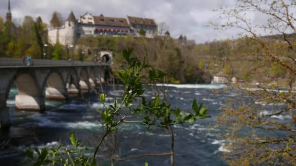 瑞士莱因法尔河沿岸的Schloss Laufen建筑 — 图库视频影像