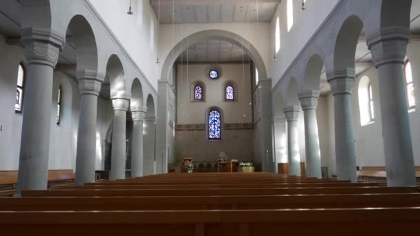 Schaffausen Zwitserland April 2023 Panning Binnen Sint Johann Kerk — Stockvideo