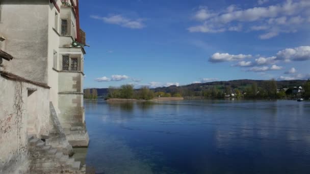 Fiume Reno Stein Rhein Centro Storico Cantone Sciaffusa Svizzera — Video Stock