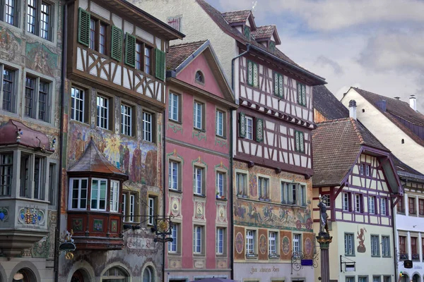 Casas Pintadas Stein Rhein Ciudad Histórica Cantón Schaffhausen Suiza —  Fotos de Stock