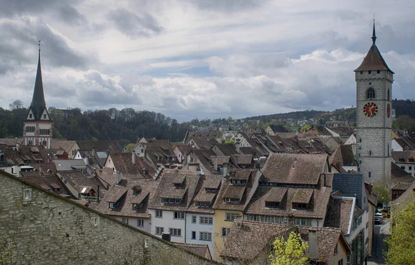 Zwitserland Schaffhausen Overzicht Van Middeleeuwse Oude Stad — Stockfoto