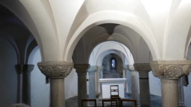 San Vittore Crypt Interior Locarno Switzerland — Stock Video