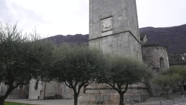 Außenfassade Der Romanischen Kirche San Vittore Locarno Schweiz — Stockvideo