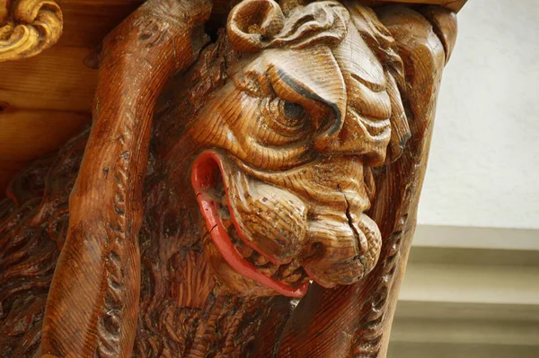 瑞士圣加仑市木狮雕塑 — 图库照片
